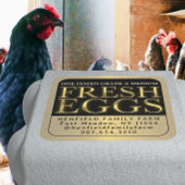 Verse Eieren Kartonetiket Afgeschuind Goud op Zwar Vierkante Sticker