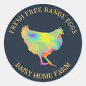 Verse Eieren Kip Bedrijf Gepersonaliseerd Ronde Sticker (Voorkant)