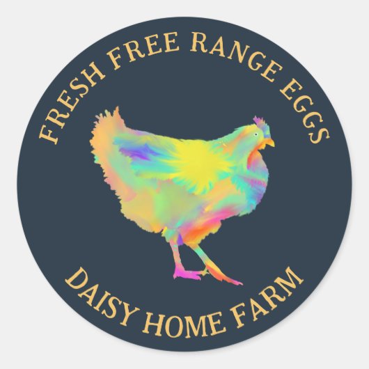 Verse Eieren Kip Bedrijf Gepersonaliseerd Ronde Sticker (Voorkant)