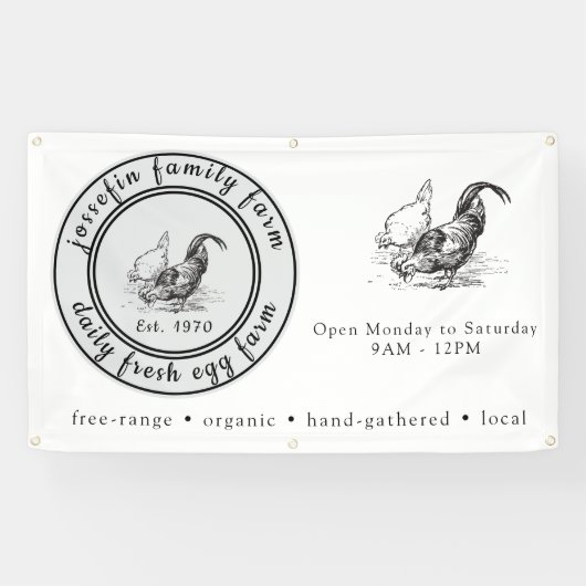 Verse Eieren Kippenhok Rustieke Boerderij Spandoek (Horizontaal)