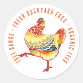 Verse eieren! Kleurrijke Retro Barnyard Boerderij  Ronde Sticker (Voorkant)