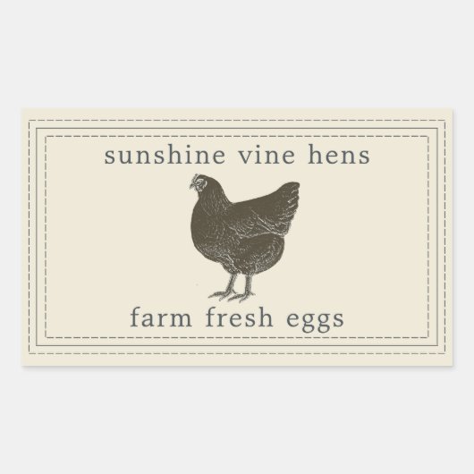 Verse Eieren Label Met Oude Kip Illustratie (Voorkant)