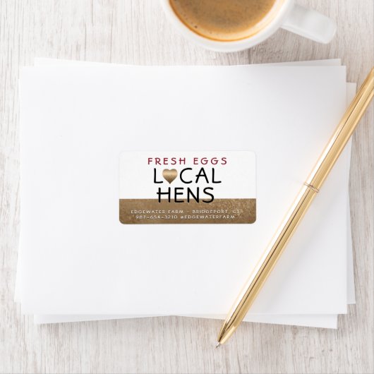 VERSE EIEREN Lokale Kippen op Bronzen Hart Doos La Etiket (Insitu)