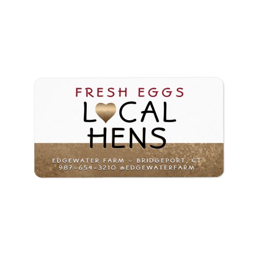 VERSE EIEREN Lokale Kippen op Bronzen Hart Doos La Etiket (Voorkant)