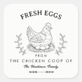 Verse eieren met eigen naam label, Eierdoos Vierkante Sticker (Voorkant)
