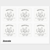 Verse eieren met eigen naam label, Eierdoos Vierkante Sticker (Vel)