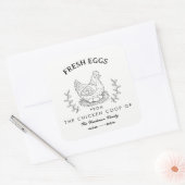Verse eieren met eigen naam label, Eierdoos Vierkante Sticker (Envelop)