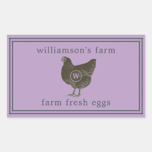 Verse Eieren Monogram Eierdoos Crocus Paars Rechthoekige Sticker
