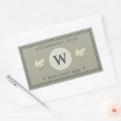 Verse Eieren Monogram Eierdoos Mosgrijs Rechthoekige Sticker (Envelop)