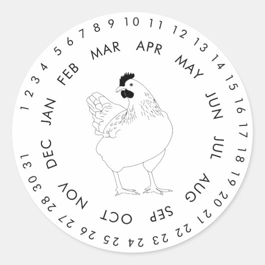 Verse eieren Omcirkelde Dadels Kip Sticker (Voorkant)