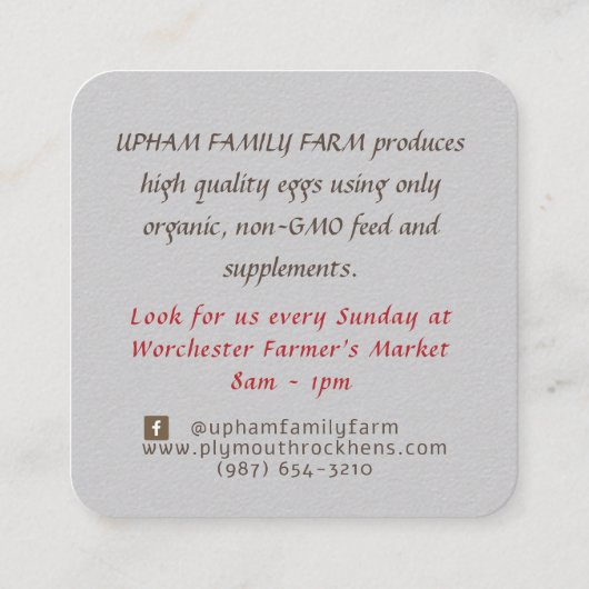 Verse eieren op eidoos grijs Visitekaartje (Achterkant)