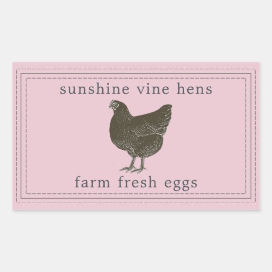 Verse Eieren Oud-Henne Eierdoos Roze Rechthoekige Sticker (Voorkant)
