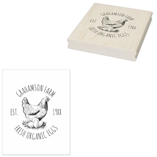 Verse eieren | Rustiek handgetekend kip Boerderij Rubberstempel (Gestempeld)