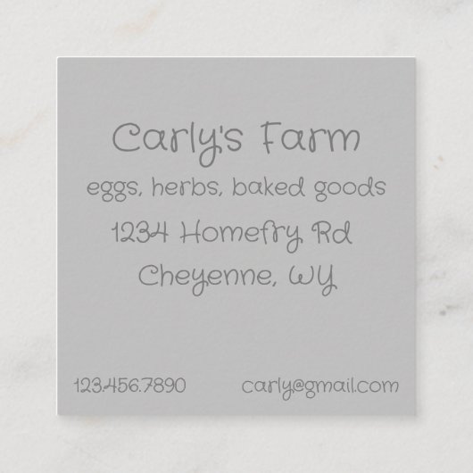 Verse eieren te koop Bruin Ei Hobby Boerderij Vierkante Visitekaartje (Achterkant)