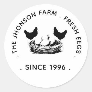 Verse Eieren Uw Naam Kippen Hennen Eierstempel Ronde Sticker