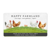 Verse Eieren Van De Boerderij | Aquarel Kippen Gra Etiket (Voorkant)