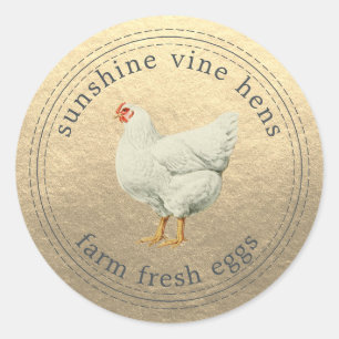 Verse Eieren Van de Boerderij Moderne Eierdoos Gou Ronde Sticker