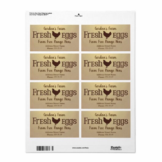 Verse eieren van hennen met vrije uitloop etiket (Full Sheet)