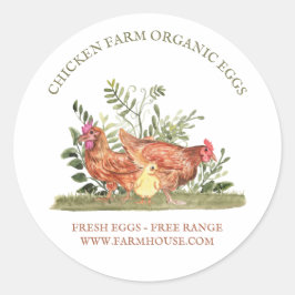 Verse eieren van kippenboerderij met vrije uitloop ronde sticker