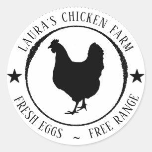 Verse Eitjes Kip Boerderij Kartellabel Mini Ronde Sticker