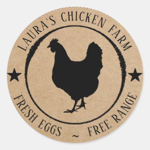 Verse Eitjes Kip Boerderij Kartellabel Mini Ronde Sticker