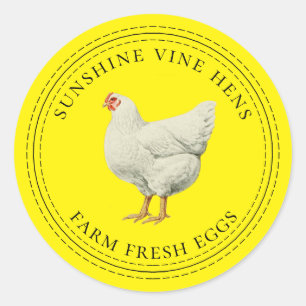 Verse Eitjes Kip Eierkarton Helder Geel Ronde Sticker