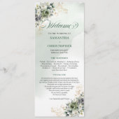 Verse Elegantie Groene en Witte Trouwprogramma Programmakaart (Voorkant)