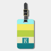 Verse en Gelukkig Kleurrijke Strepen Monogram Bagagelabel (Voorkant verticaal)