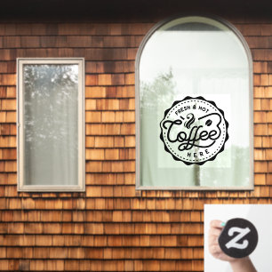 Verse en Heet Koffie Hier Raamsticker