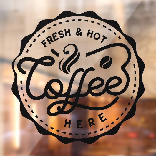 Verse en hete koffie hier raamsticker (Vel 2)