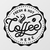 Verse en hete koffie hier raamsticker (Vel)