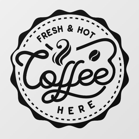 Verse en hete koffie hier raamsticker (Vel)