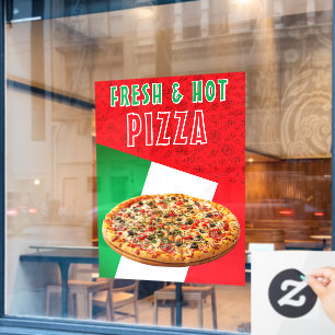 Verse en hete pizza met pizza explosie raamsticker
