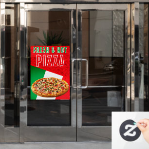 Verse en hete pizza met pizza explosie raamsticker