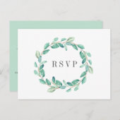 Verse Eucalyptus Aqua Bruiloft RSVP MAALTIJD KEUZE Uitnodiging Briefkaart (Voorkant / Achterkant)