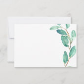 Verse Eucalyptus Aqua Leaves Bruiloft RSVP (Achterkant)
