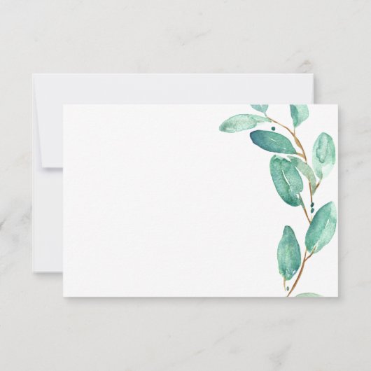 Verse Eucalyptus Aqua Leaves Bruiloft RSVP (Achterkant)