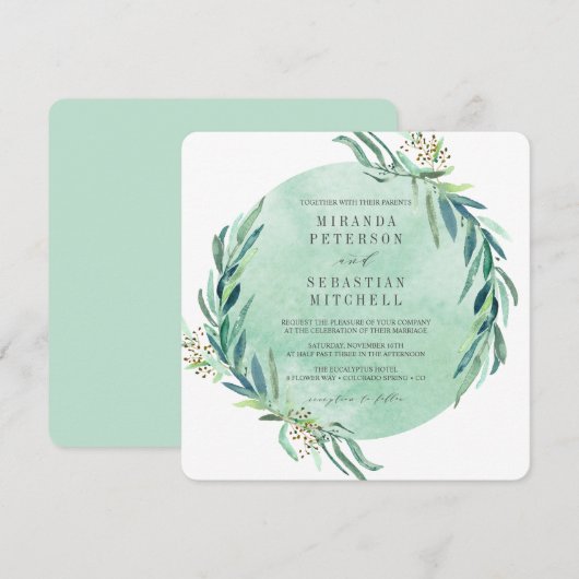 Verse eucalyptus bladeren botanische bruiloft kaart (Voorkant / Achterkant)