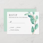 Verse eucalyptus bladeren bruiloft RSVP (Voorkant / Achterkant)