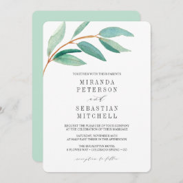 Verse Eucalyptus Branch Leaves Botanical Wedding Kaart