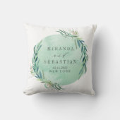 Verse eucalyptus monogram bruiloft aandenken kussen (Voorkant)