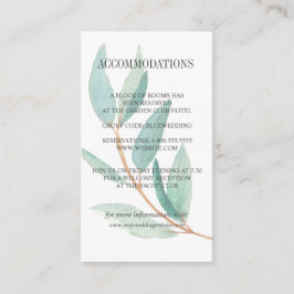 Verse Eucalyptus verlaat bruiloft ACCOMMODATIE Informatiekaartje
