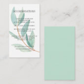 Verse Eucalyptus verlaat bruiloft ACCOMMODATIE Informatiekaartje (Voorkant / Achterkant)