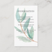 Verse Eucalyptus verlaat bruiloft ACCOMMODATIE Informatiekaartje (Voorkant)