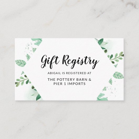 Verse Foliage Botanical ingelijst Chic Gift Regist Informatiekaartje (Voorkant)