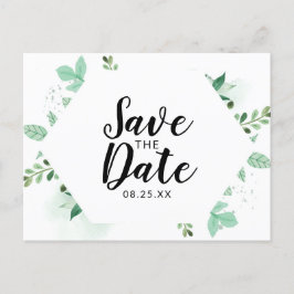Verse Foliage Botanical Mint Hexagon Save the Date Aankondigingskaart