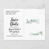 Verse Foliage Botanical Mint Hexagon Save the Date Aankondigingskaart (Achterkant)