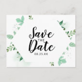 Verse Foliage Botanical Mint Hexagon Save the Date Aankondigingskaart (Voorkant)