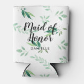 Verse Foliage Botanische Maid of Honor Monogrammed Blikjeskoeler (Voorkant)