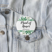 Verse Foliage Botanische Maid of Honor Monogrammed Ronde Button 7,6 Cm (In situ)